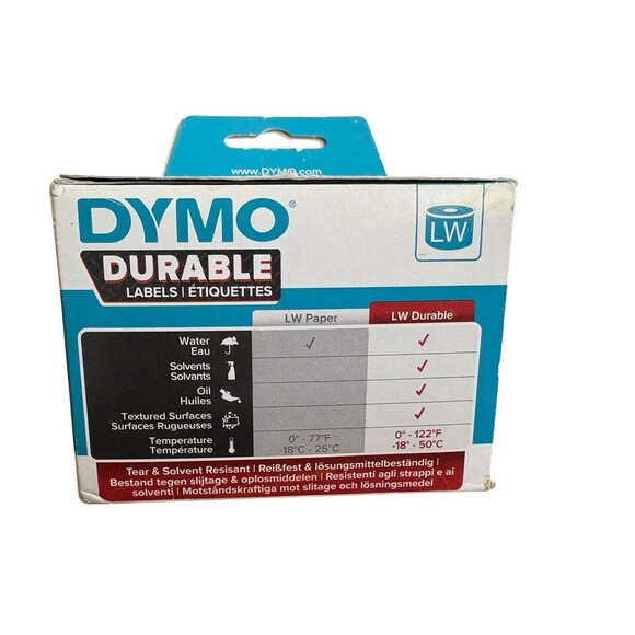 Dymo 1933081 Lw Durable 1”X 3 1/2”White Poly Labels 700 Labels New Sealed Labels - Picture 3 of 7